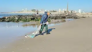 Pescas de tarrafas, 04-05-25, manhã, Bico da Pedra, Imbé. Algumas pegadas. #pescadetarrafa #tainha