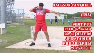 Jackson Cantwell (USA) shot put 12lb (5.45kg) 22.41meters JFK stadium Philadelphia 2025-04-11