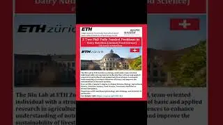 Two PhD Funded Positions in Dairy Nutrition (Animal/Food Science) at ETH Zurich in Switzerland 🇨🇭