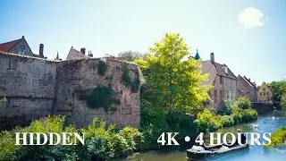 4 Hours Hidden Medieval Canal in Bruges | Ancient Walls & Summer Sounds | Peaceful Ambience