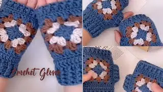 Granny square crochet Fingerless gloves 🧤//#crochet 