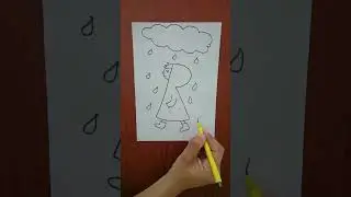 Monsoon Drawing | Rainy Season Drawing | Cute Girl in Rainy Season #easy #drawing #monsoon #rain
