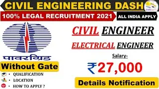 Powergrid Recruitment 2021 || Jr.Engineer Civil || Salary :- 27,000 || Letest Recruitment 2021 ||