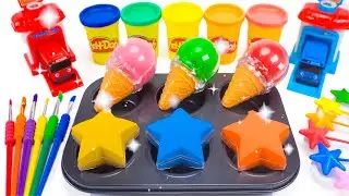 Satisfying Video | How to make Kinetic Sand Stars mixing Ice Cream Cutting ASMR 🌈 Kinetic Sand ASMR