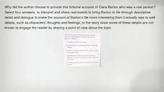 Why did the author choose to provide this fictional account of Clara Barton who was a real person? S
