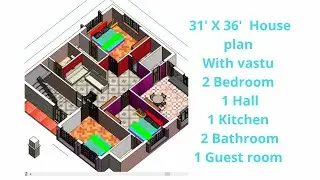 1116 square feet House plan | 2D plan with vastu