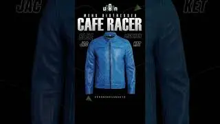 Men's Distressed Caf&eacute; Racer Blue Leather Jacket