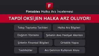 Tınaztepe Tapdi Oksijen Halka Arz İncelemesi #TNZTP