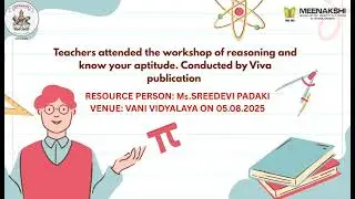 Reasoning & Aptitude Workshop for Teachers | Vani Vidyalaya | Viva Publication