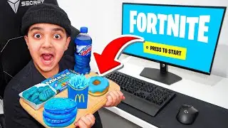 Little Brother Eats BLUE FOOD For Every Kill In Fortnite...