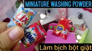 DIY Miniature Washing Powder- miniature bathroom | Cách làm bịch bột giặt cho búp bê | Ami DIY
