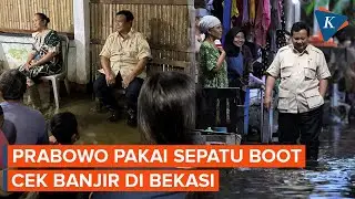 Prabowo Tinjau Banjir Bekasi, Ditemani Seskab Teddy