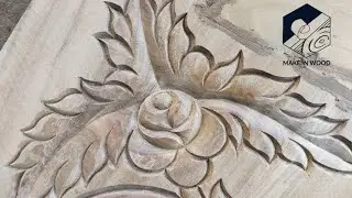 New bed rose and leaf design by hand . Make in wood.