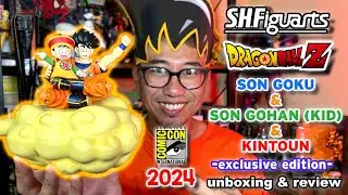 SDCC 2024 SH Figuarts Dragonball Z Son Goku and Son Gohan Kid and Kintoun Unboxing and Review!