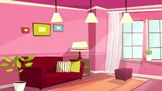 Free Looping Pink Living Room Background Animation