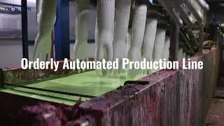 🔄 Witness the order of fully automated production, where every green latex glove begins its journey.