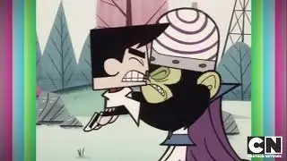 The Powerpuff Girls mojo Jojo hitting fight monkey on Cartoon Network￼
