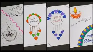 4 Easy & Simple hand made white paper diwali greeting card making 