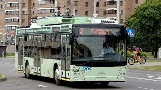Минск!Поездка на троллейбусе MAZ 203T70 (БОРТ.5001)марш.41