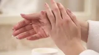a close up of woman s manicured hands