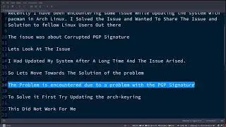 Arch Linux Error: Failed to Commit transaction(invalid or corrupted PGP signature)