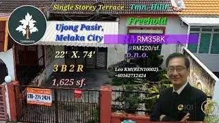 Single Storey Terrace for Sale @RM358K at Taman Hilir,  Ujong Pasir, Melaka City.