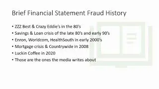 Overview of Financial Statement Fraud for an Auditor