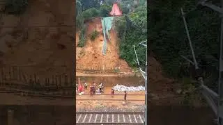 Train line hits by landslide #shorts
