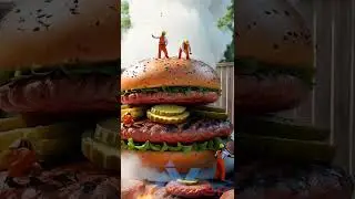 Miniature People Huge burgers are made here। Macro Magic AI Generated Mini People  #shortvideo #ai
