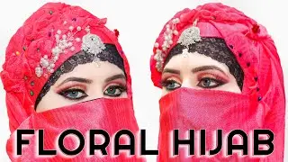 How To Wear Floral Hijab Style With Bindiya For All FunctionsPartiesHijab Style  Floral Hijab
