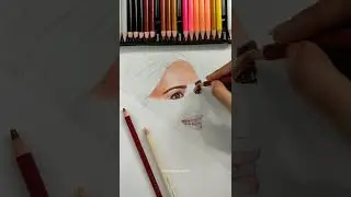 WIP ✨ Brustro Skin tone Coloured Pencils | Realistic sketch #pencildrawing #madhuridixit #art