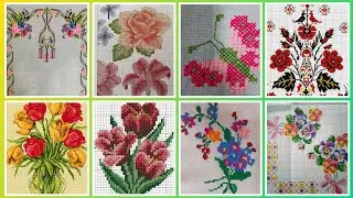Вышивка крестом с цветочным узором. Ручная вышивка плотным хлопком / Красивая ручная вышивка крес...