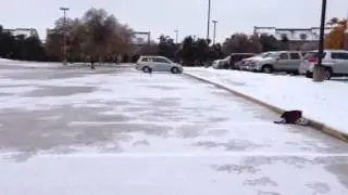 Ice skating in a parking lot in Plano