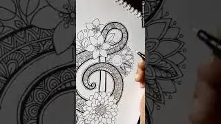 treble clear drawing with floral mandala art ✨ music note mandala #shorts#viral #trending#Mandala 🔥🔥