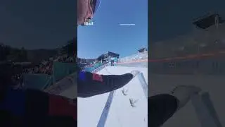 Point of view of a ski jumper