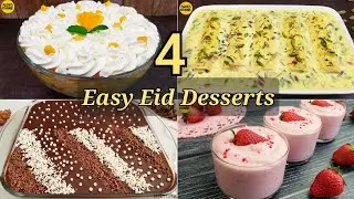 4 Easy Desserts ‼️ No Bake, Eggless, Cold Desserts Eid Special by Aqsa's Cuisine, 15 Mins Desserts