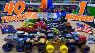 Toy Diecast Monster Truck Racing Tournament | Australia Custom MonsterJam trucks - 40 Race, 1 Wins!