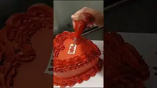 ❤️ Red Vintage Heart Cake 💕 | Aesthetic Retro Cake Design! #shorts #cake #heart #food