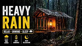 Heavy Rain on a Tiny Bamboo Hut 🌧️ Deep Forest Night ASMR | Relax & Sleep Instantly