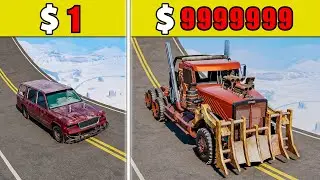 $1 vs $1,000,000丨Cars VS Roller Coaster Bridge VS Soapbox race #87  - BeamNG.Drive Challenge