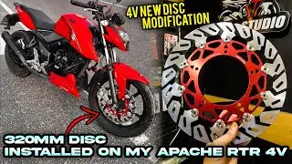 320MM Disc Installed On My Apache RTR 4V | R15 এর Disc 4vতে লাগাইলাম কিভাবে? 4V brake Modification