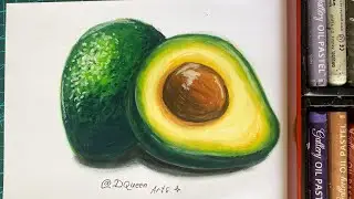 How to draw a realistic avocado using oil pastels step by step | by DQueen Arts
