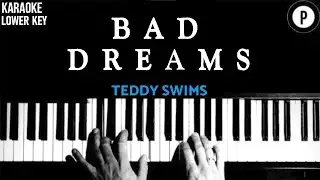 Bad Dreams - Teddy Swims LOWER KEY Slowed Acoustic Piano Instrumental Cover MALE KEY