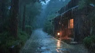 Anxiété en fin de soirée – Pluie douce continue – Extérieur calme de la maison – Sommeil 🌙💤