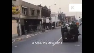1967 Detroit Riots, Looted and Burnt Out Shops, POV Driving