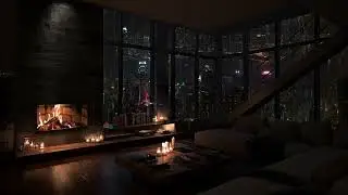 🌧️🔥 City Rain Sounds with Fireplace – Cozy Night Ambience for Deep Sleep and Relaxation