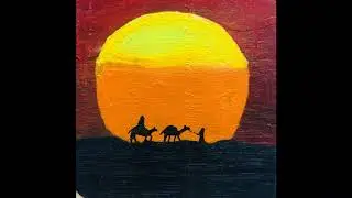 Simple Desert, Camel and sunset painting :)