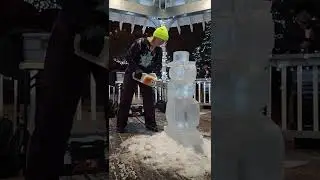 Snowman Ice Carving at Winter Whyte Light Up