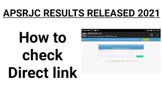 How to check APSRJC Results 2021 || APSRJC Results released || Direct link