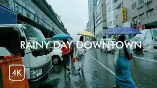 Rainy Day Yangon Downtown Ambience | Binaural Rain Sounds on Umbrella